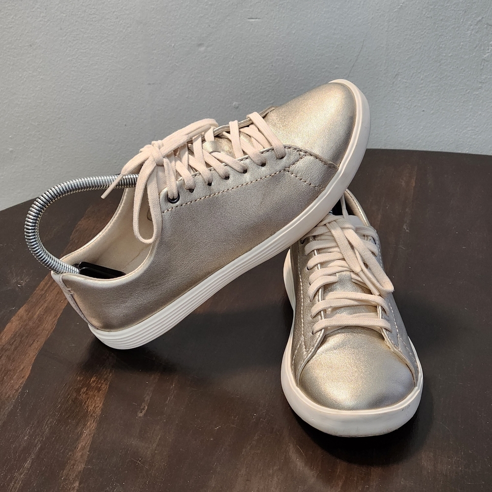 Cole Haan Grand Crosscourt Womens 5.5B Gold Lace Up Casual Sneakers